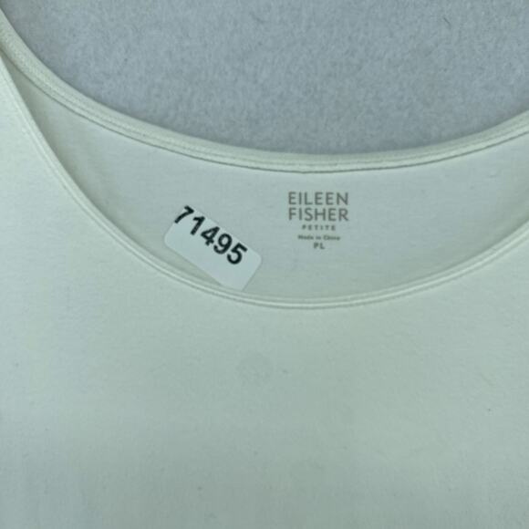 EILEEN FISHER Tank Top PL Stretch Organic Cotton Jersey Scoop Neck Shell White - Picture 12 of 12